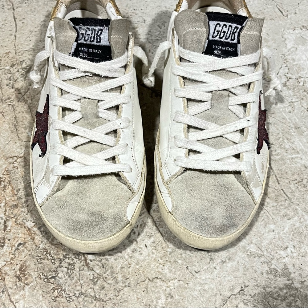 Golden Goose Superstar Gold Red White Leather Suede Sneakers - Picture 7 of 12